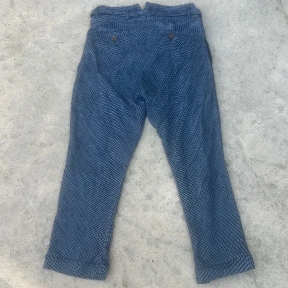 Free People Rumors Crop Navy Blue Strip Harem PaperBag Pants Women's Size 4 - Picture 5 of 9
